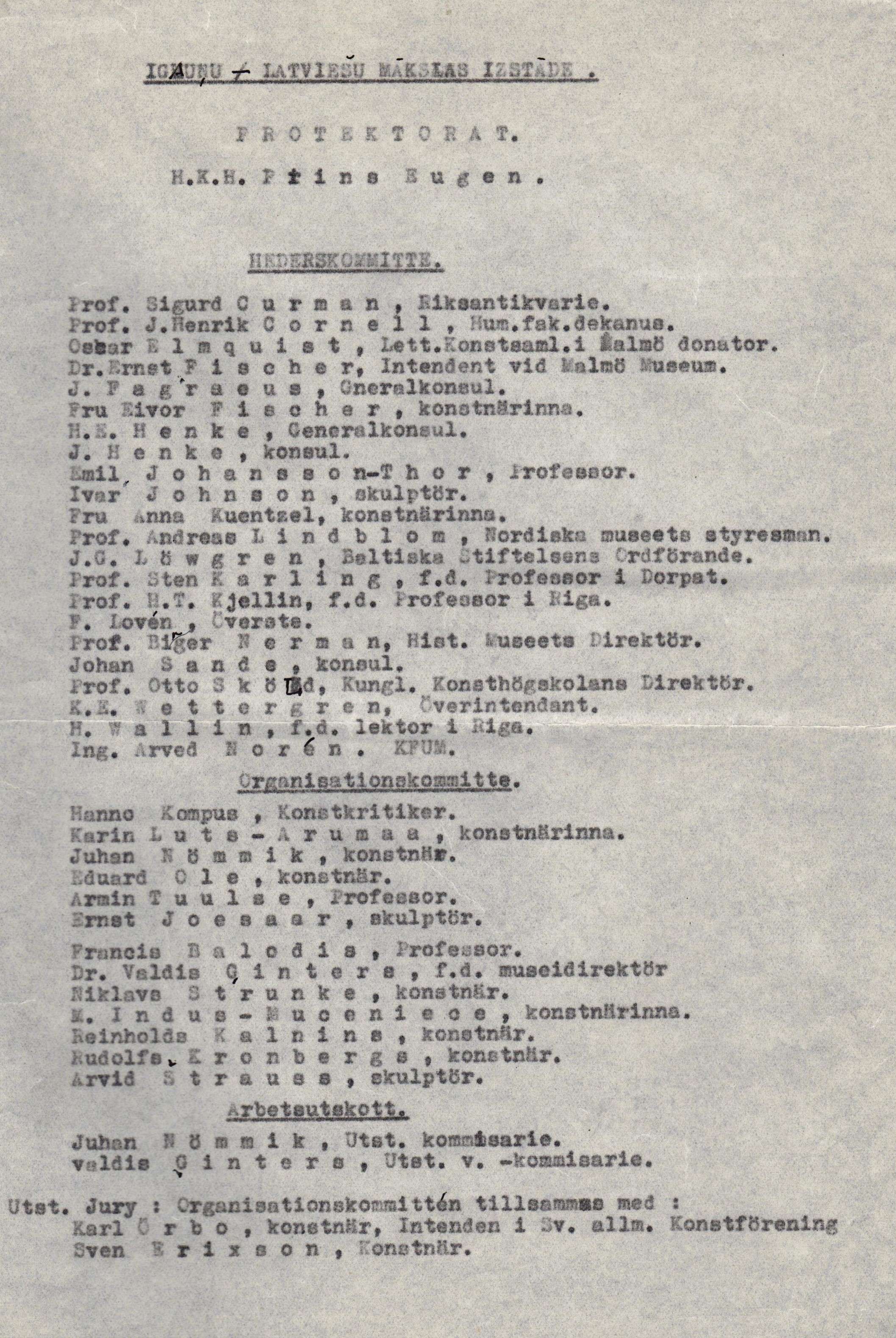 Sarakste par igauņu un latviešu mākslinieku darbu izstādi Stokholmā, Liljevalch`s Art Hall 1946.g.