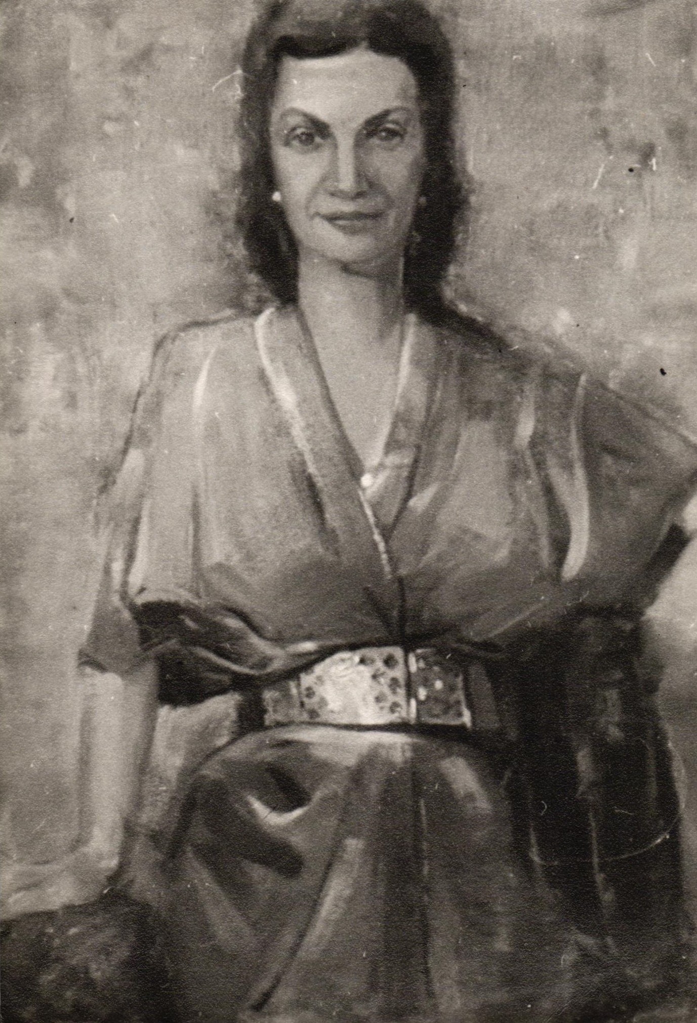 Elzas Lapukinas portrets. A. Lapukina eļļas gleznas fotoattēls. 20.gs. 50.gadi.