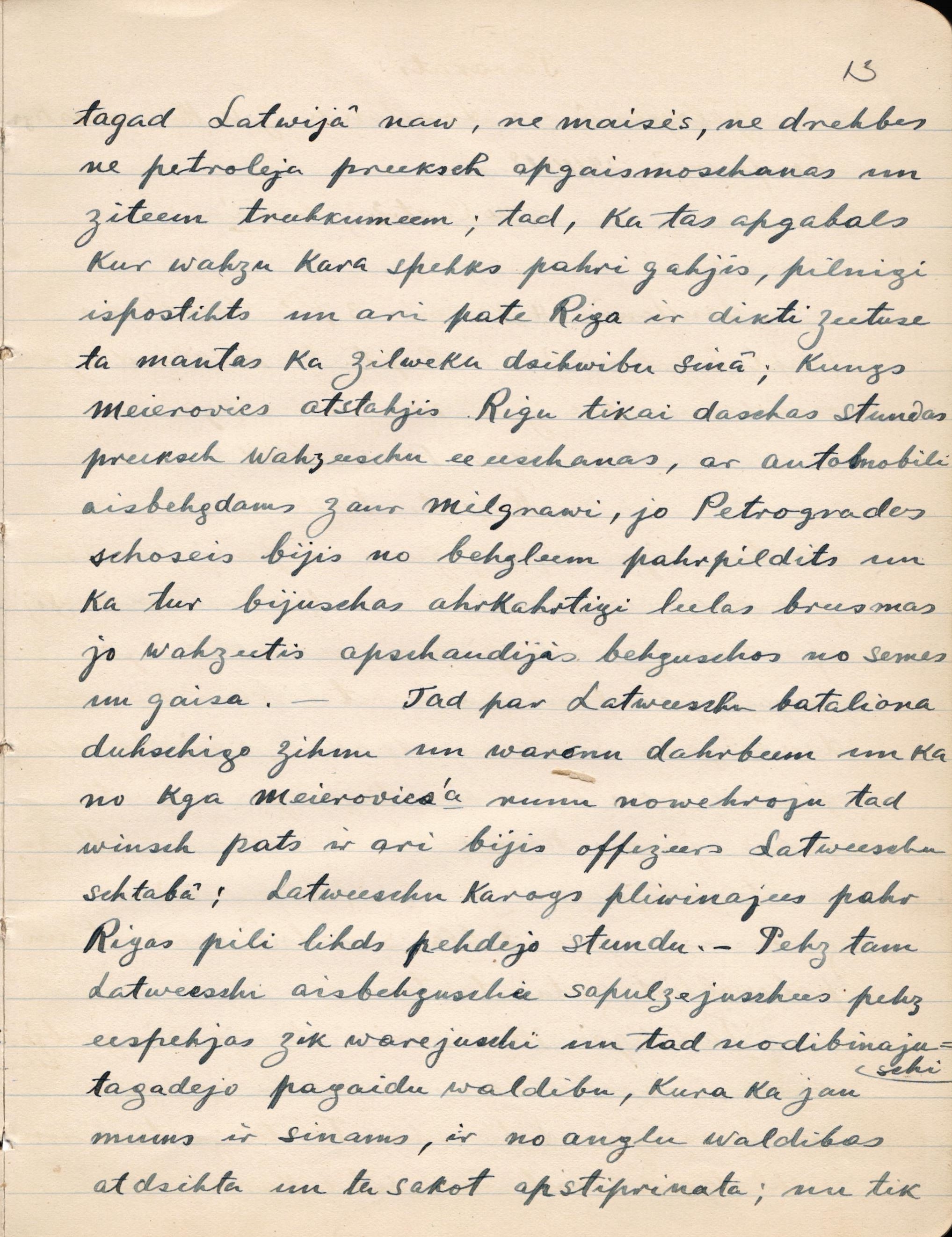 E.Celmiņa pierakstīts pārskats par Z.A.Meirovica tikšanos ar latviešu sabiedrību Londonā, 1918.gada 24.novembrī.