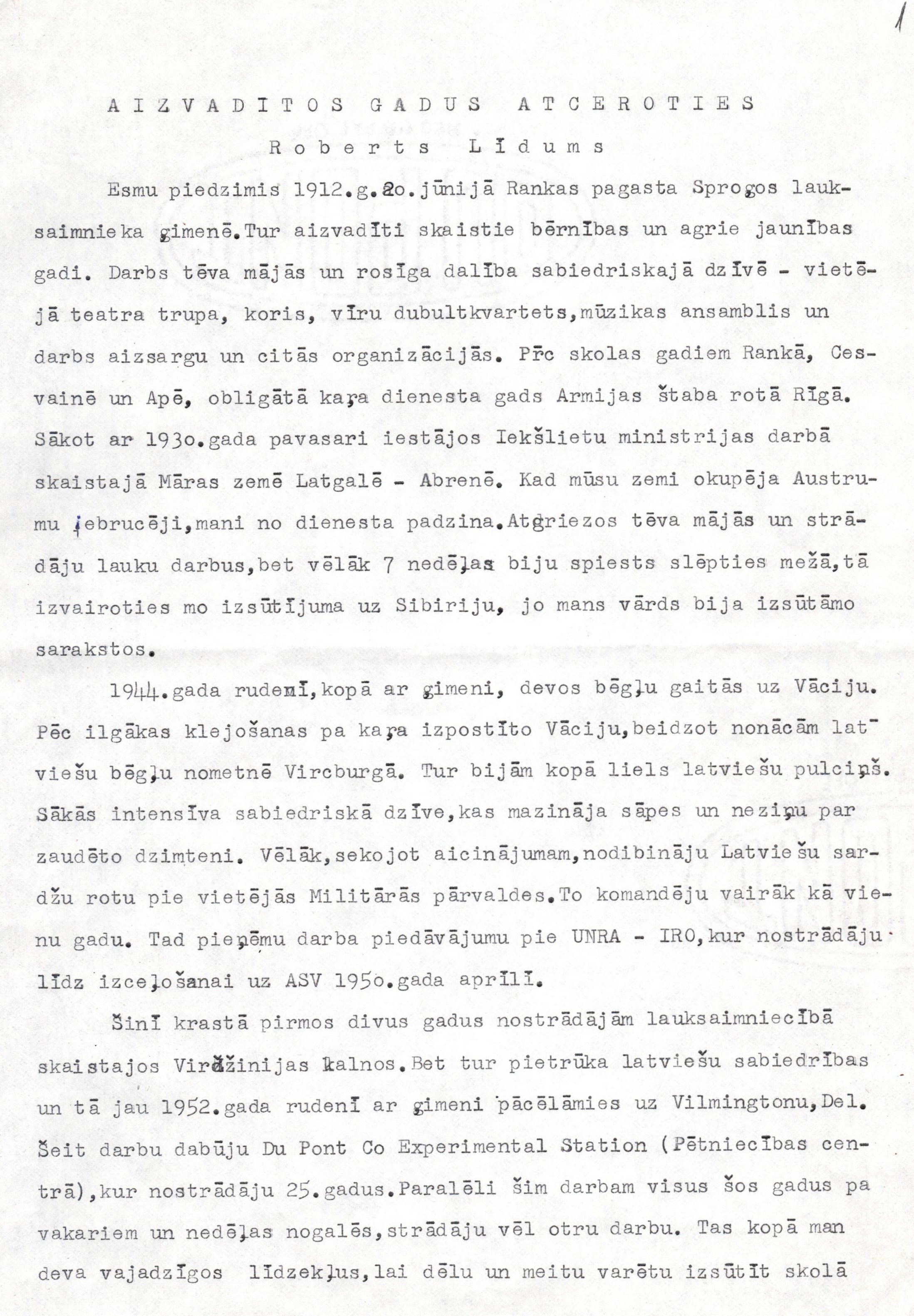 Roberta Līduma autobiogrāfija. 1996. gads.