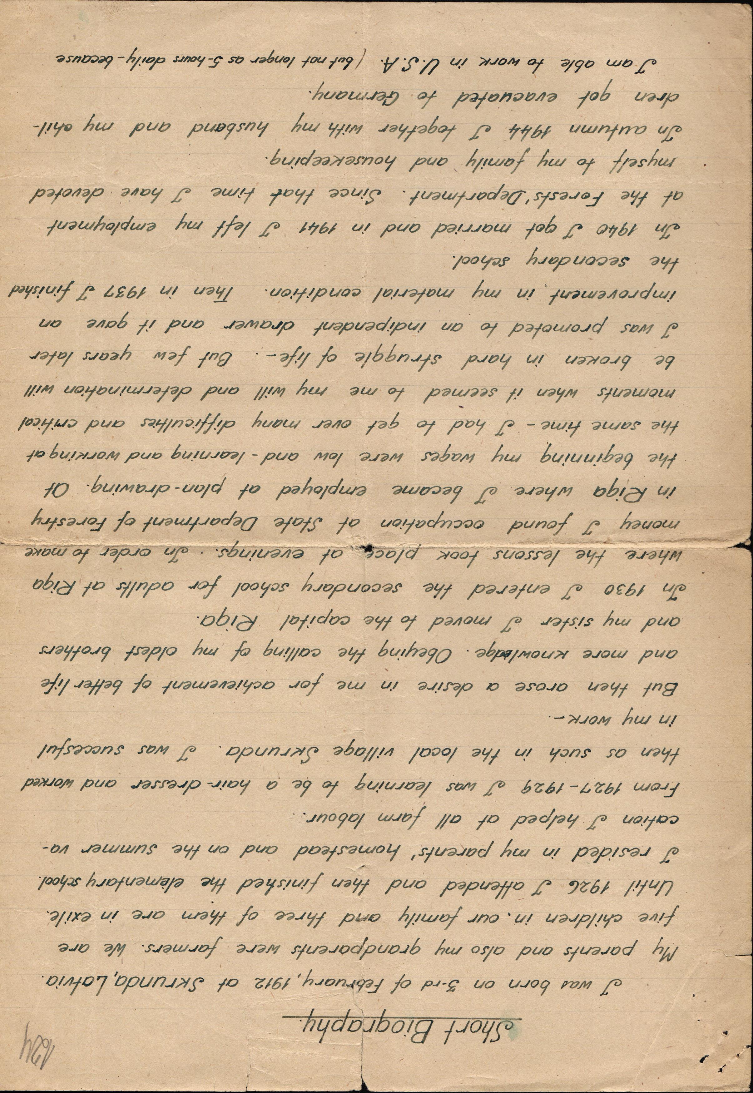 Annas Rozītes biogrāfija. 1949. gads.