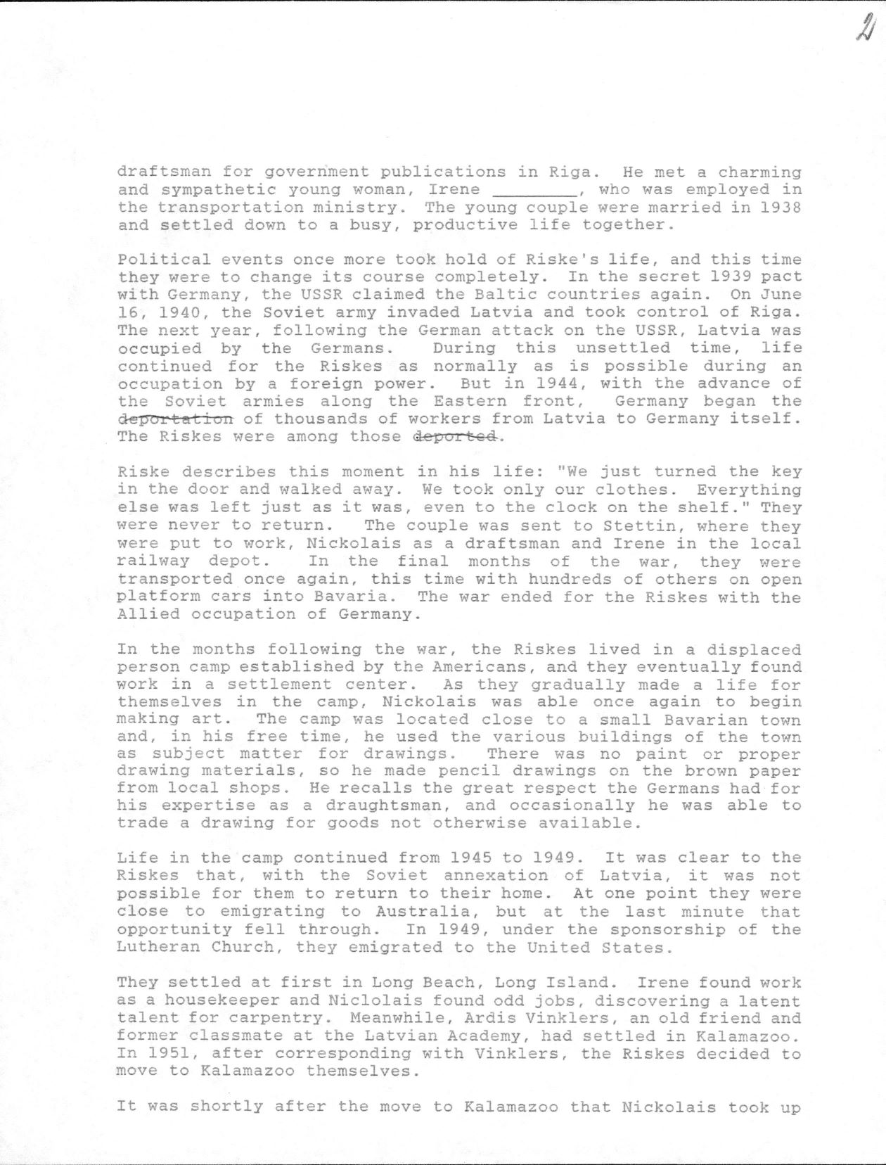 Kalamazū (ASV) Mākslas institūta Mākslas centra kuratores Helēnas Šeridanas (Helen Sheridan) runa N. Riškes personālizstādes atklāšanā Kalamazū (ASV) Mākslas institūtā. 1990. gads.