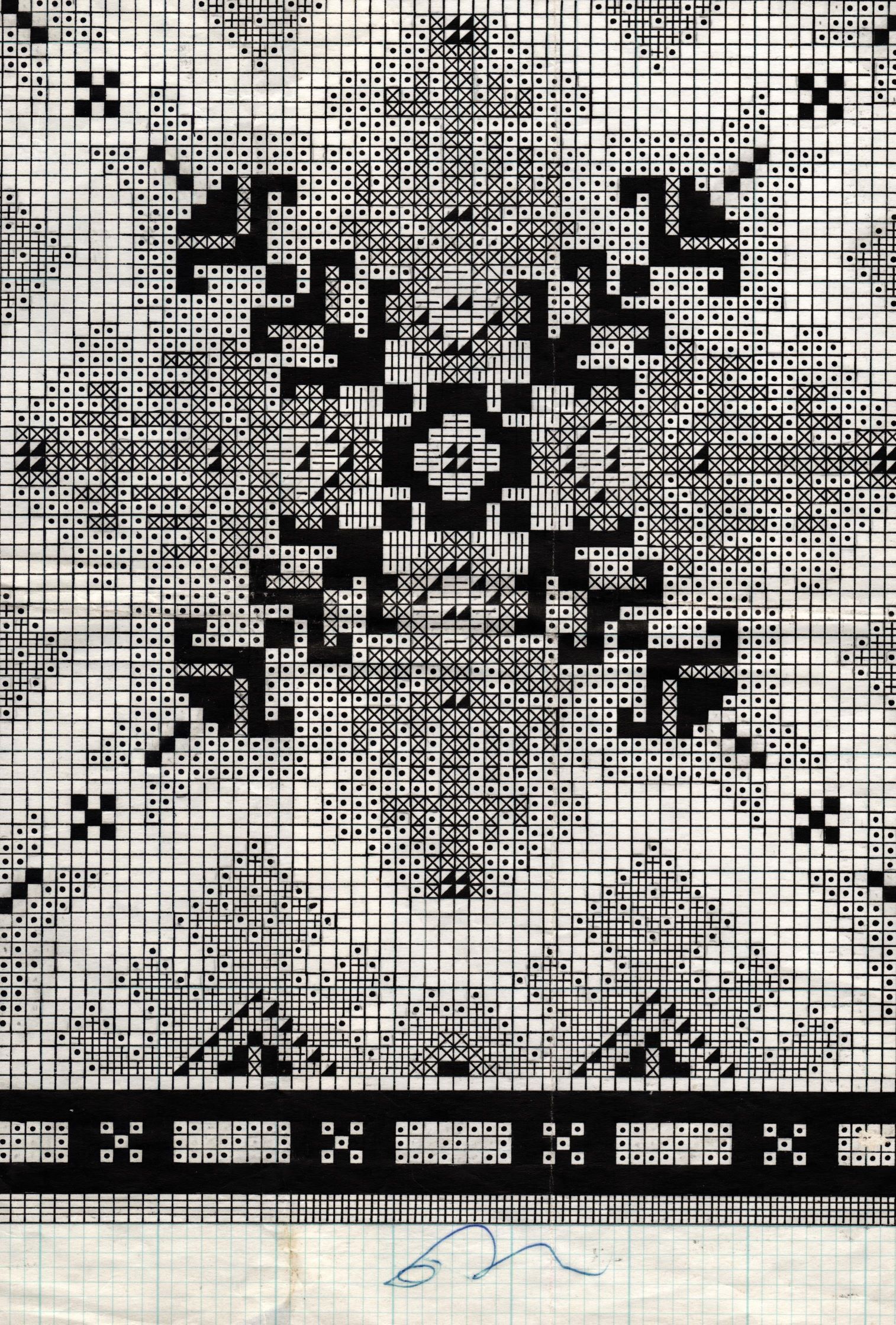 Raksta shēma dažādiem rokdarbiem publicēšanai izdevumā "Latviešu lietiskā māksla". 1970. – 2000. gads.